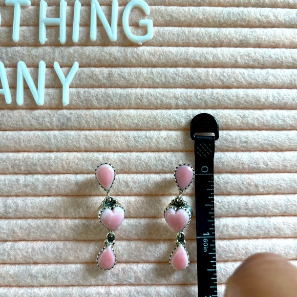Pink Conch Sterling Drop Heart Earrings - Picture 4 of 4